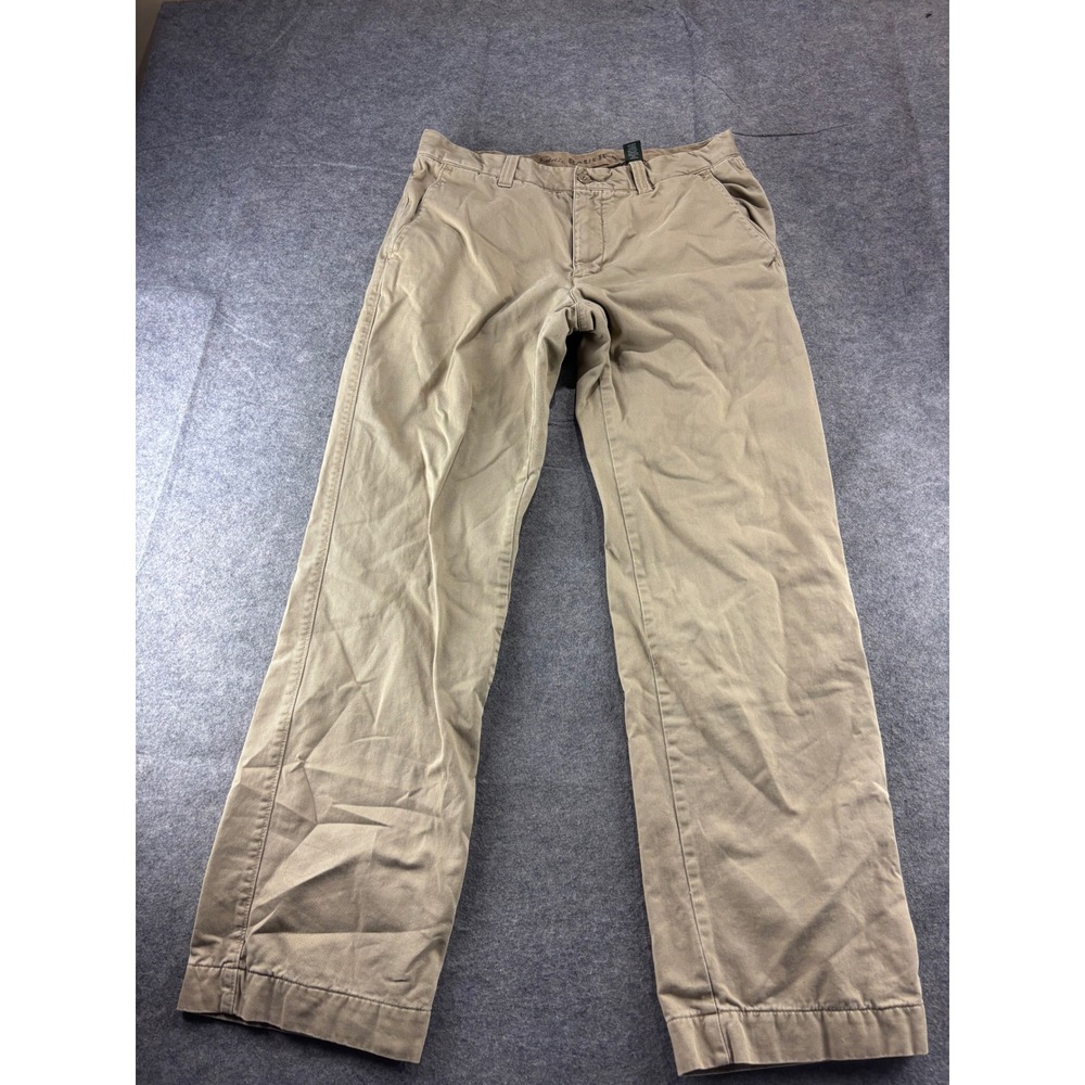 Eddie Bauer Mens Khaki Chino Pants 34x34 Tan Cotton Straight Leg Casual Trousers